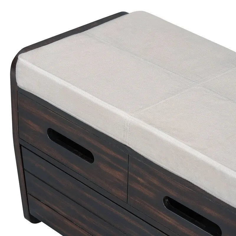 Panca contenitore rustica a 2 posti con 2 cassetti – Legno naturale / Blu navy / Espresso / Bianco