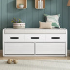 Panca contenitore rustica a 2 posti con 2 cassetti – Legno naturale / Blu navy / Espresso / Bianco