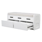 Panca contenitore rustica a 2 posti con 2 cassetti – Legno naturale / Blu navy / Espresso / Bianco