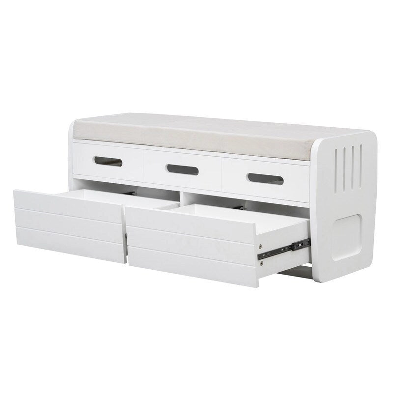 Panca contenitore rustica a 2 posti con 2 cassetti – Legno naturale / Blu navy / Espresso / Bianco