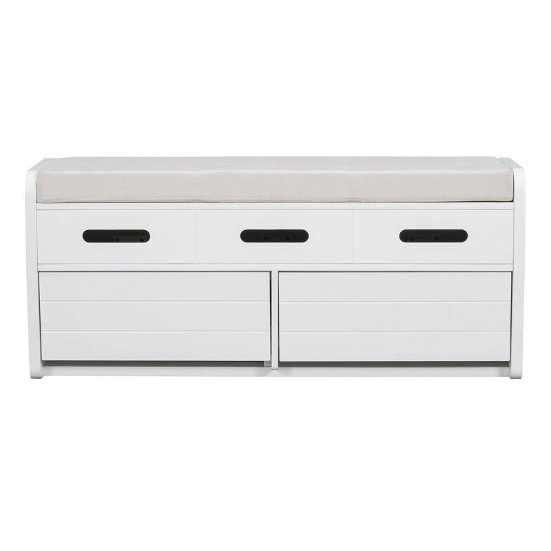 Panca contenitore rustica a 2 posti con 2 cassetti – Legno naturale / Blu navy / Espresso / Bianco