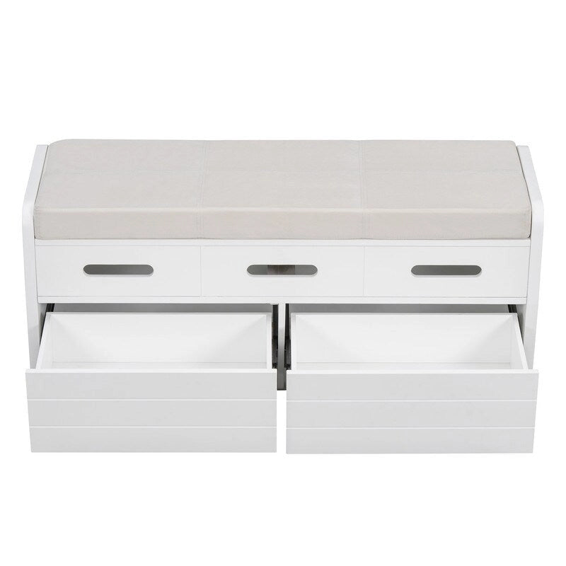 Panca contenitore rustica a 2 posti con 2 cassetti – Legno naturale / Blu navy / Espresso / Bianco