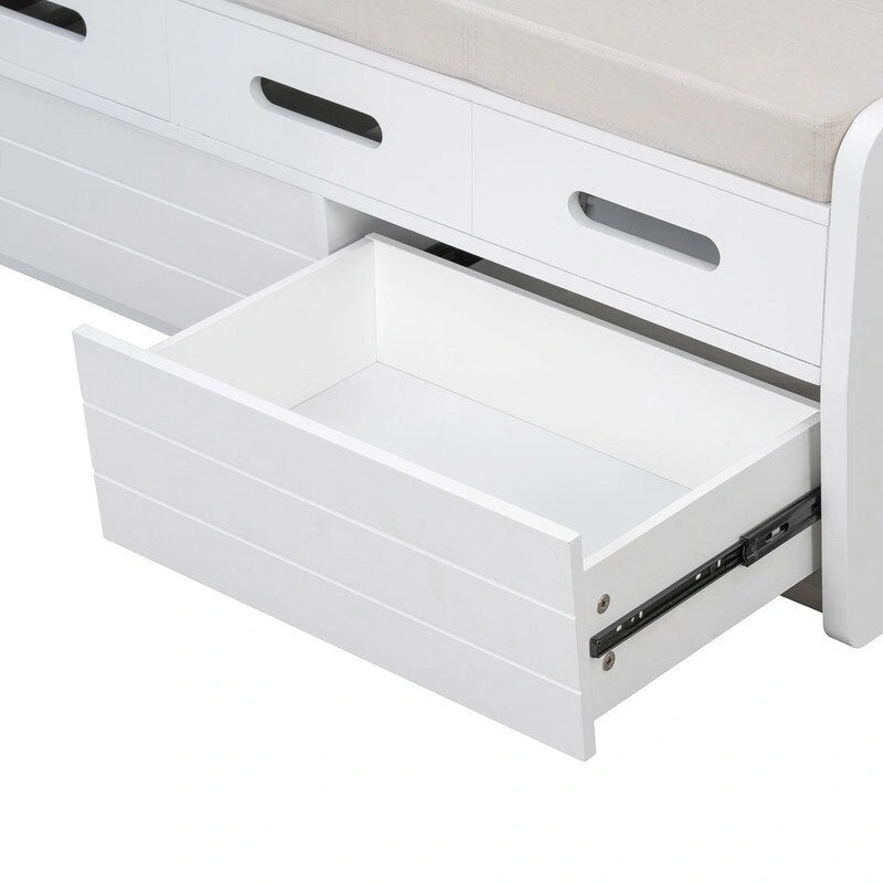 Panca contenitore rustica a 2 posti con 2 cassetti – Legno naturale / Blu navy / Espresso / Bianco