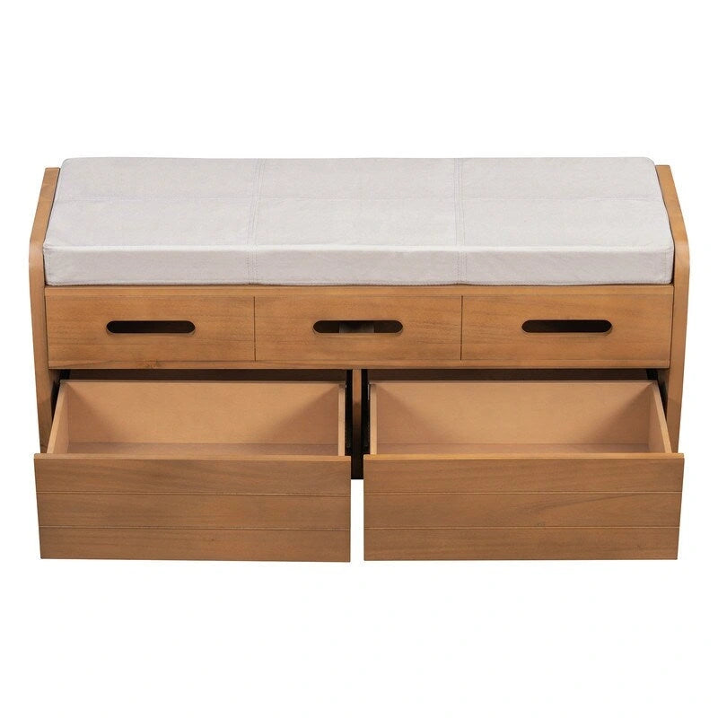 Panca contenitore rustica a 2 posti con 2 cassetti – Legno naturale / Blu navy / Espresso / Bianco