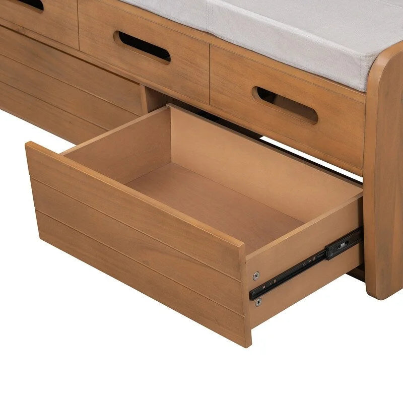 Panca contenitore rustica a 2 posti con 2 cassetti – Legno naturale / Blu navy / Espresso / Bianco