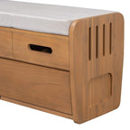Panca contenitore rustica a 2 posti con 2 cassetti – Legno naturale / Blu navy / Espresso / Bianco