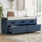 Panca contenitore rustica a 2 posti con 2 cassetti – Legno naturale / Blu navy / Espresso / Bianco