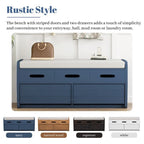 Panca contenitore rustica a 2 posti con 2 cassetti – Legno naturale / Blu navy / Espresso / Bianco