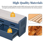 Panca contenitore rustica a 2 posti con 2 cassetti – Legno naturale / Blu navy / Espresso / Bianco