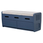 Panca contenitore rustica a 2 posti con 2 cassetti – Legno naturale / Blu navy / Espresso / Bianco