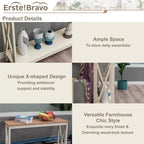 Tavolo consolle a 2 ripiani color avorio con base a X, piano in MDF