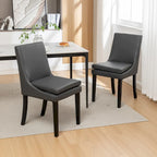 Sedie da pranzo set da 2 – Grigio chiaro / Grigio scuro, lino trapuntato, gambe in legno massello