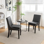 Sedie da pranzo set da 2 – Grigio chiaro / Grigio scuro, lino trapuntato, gambe in legno massello