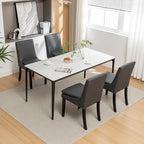 Sedie da pranzo set da 2 – Grigio chiaro / Grigio scuro, lino trapuntato, gambe in legno massello