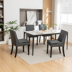 Sedie da pranzo set da 2 – Grigio chiaro / Grigio scuro, lino trapuntato, gambe in legno massello