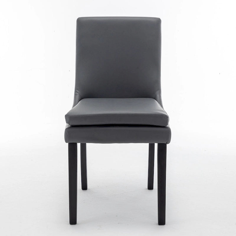 Sedie da pranzo set da 2 – Grigio chiaro / Grigio scuro, lino trapuntato, gambe in legno massello