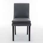 Sedie da pranzo set da 2 – Grigio chiaro / Grigio scuro, lino trapuntato, gambe in legno massello