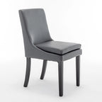 Sedie da pranzo set da 2 – Grigio chiaro / Grigio scuro, lino trapuntato, gambe in legno massello