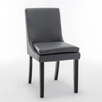 Sedie da pranzo set da 2 – Grigio chiaro / Grigio scuro, lino trapuntato, gambe in legno massello
