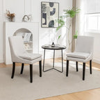 Sedie da pranzo set da 2 – Grigio chiaro / Grigio scuro, lino trapuntato, gambe in legno massello