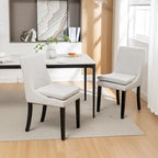 Sedie da pranzo set da 2 – Grigio chiaro / Grigio scuro, lino trapuntato, gambe in legno massello
