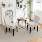 Sedie da pranzo set da 2 – Grigio chiaro / Grigio scuro, lino trapuntato, gambe in legno massello