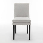 Sedie da pranzo set da 2 – Grigio chiaro / Grigio scuro, lino trapuntato, gambe in legno massello