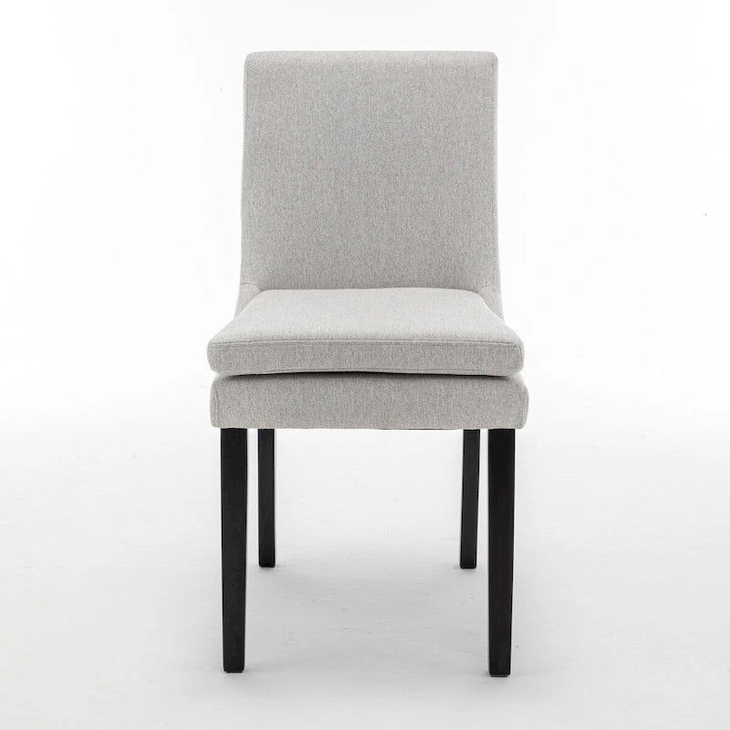 Sedie da pranzo set da 2 – Grigio chiaro / Grigio scuro, lino trapuntato, gambe in legno massello