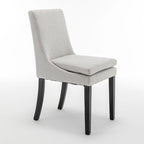 Sedie da pranzo set da 2 – Grigio chiaro / Grigio scuro, lino trapuntato, gambe in legno massello
