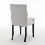 Sedie da pranzo set da 2 – Grigio chiaro / Grigio scuro, lino trapuntato, gambe in legno massello