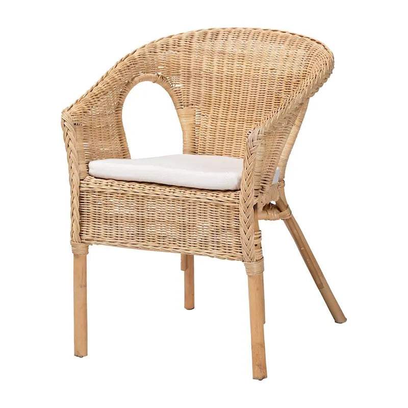Sedia da pranzo in rattan naturale stile bohémien, 1 posto