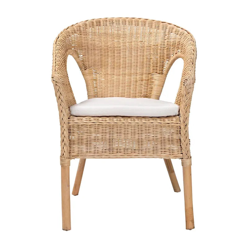 Sedia da pranzo in rattan naturale stile bohémien, 1 posto