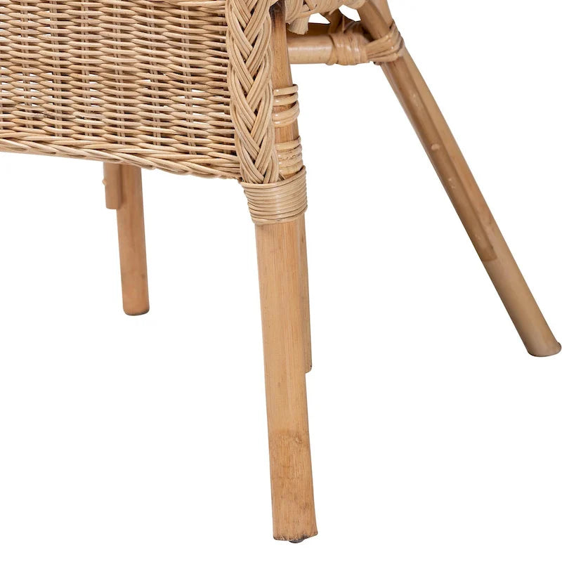 Sedia da pranzo in rattan naturale stile bohémien, 1 posto