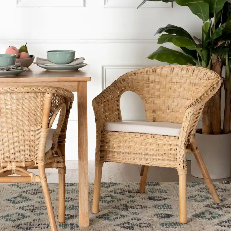 Sedia da pranzo in rattan naturale stile bohémien, 1 posto