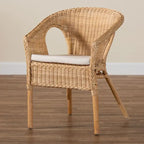Sedia da pranzo in rattan naturale stile bohémien, 1 posto