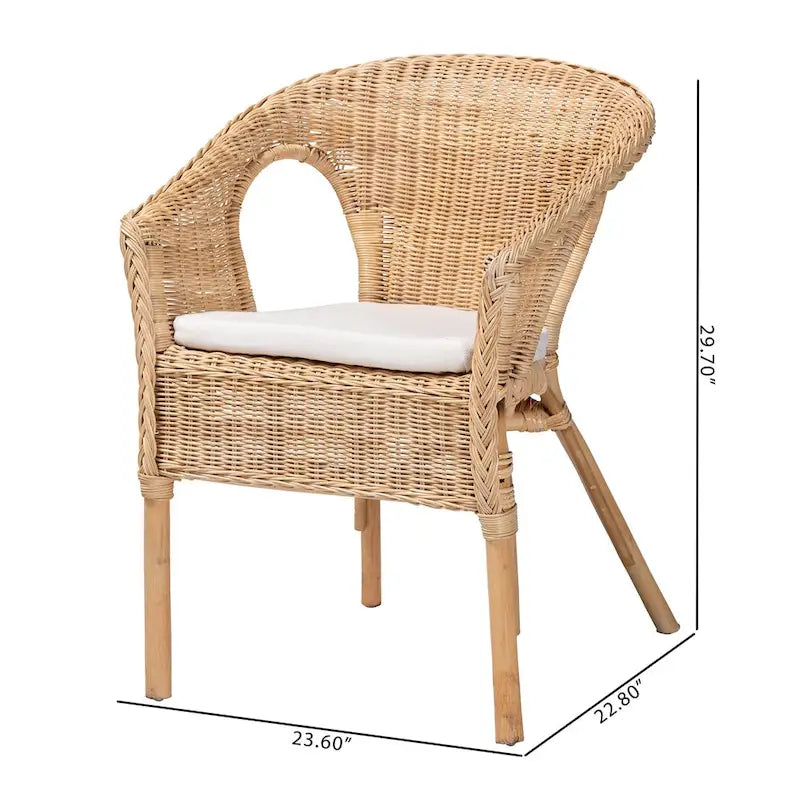 Sedia da pranzo in rattan naturale stile bohémien, 1 posto