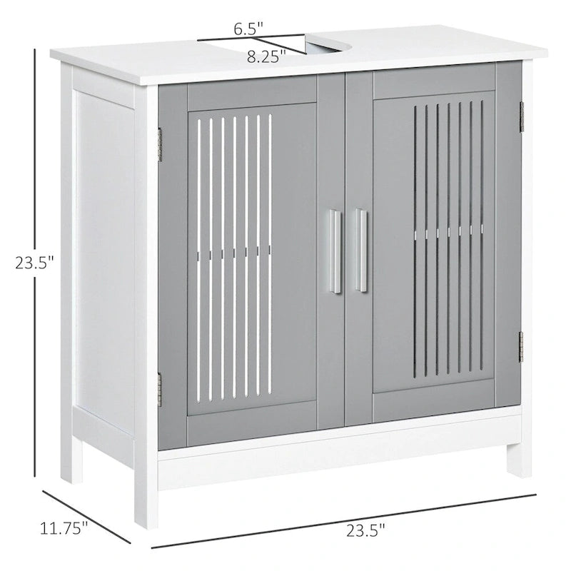 Mobile sottolavabo da bagno bianco+grigio, stile singolo, per 1 persona