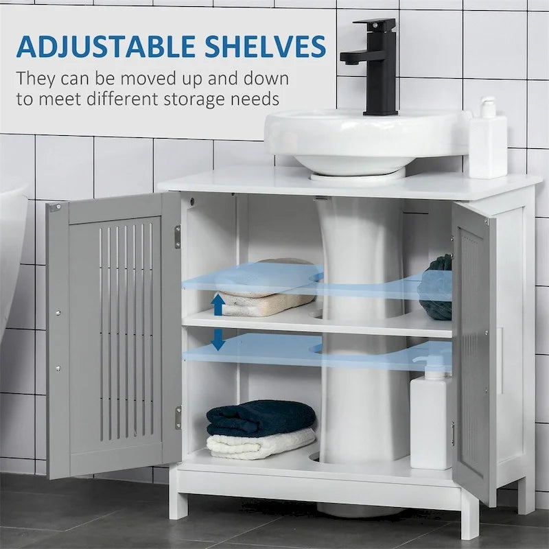 Mobile sottolavabo da bagno bianco+grigio, stile singolo, per 1 persona