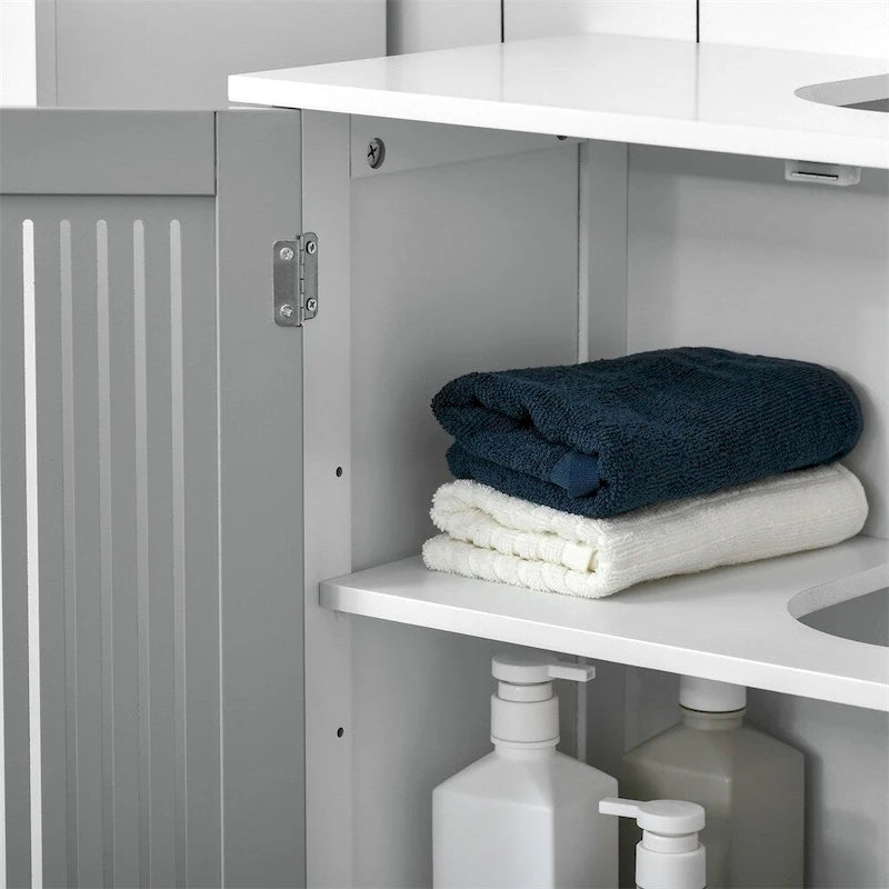 Mobile sottolavabo da bagno bianco+grigio, stile singolo, per 1 persona