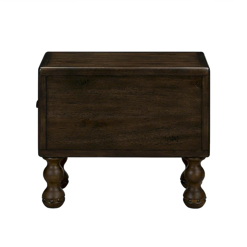 Tavolino in legno massello marrone/espresso con cassetto, montaggio in 1 persona