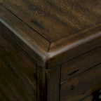 Tavolino in legno massello marrone/espresso con cassetto, montaggio in 1 persona