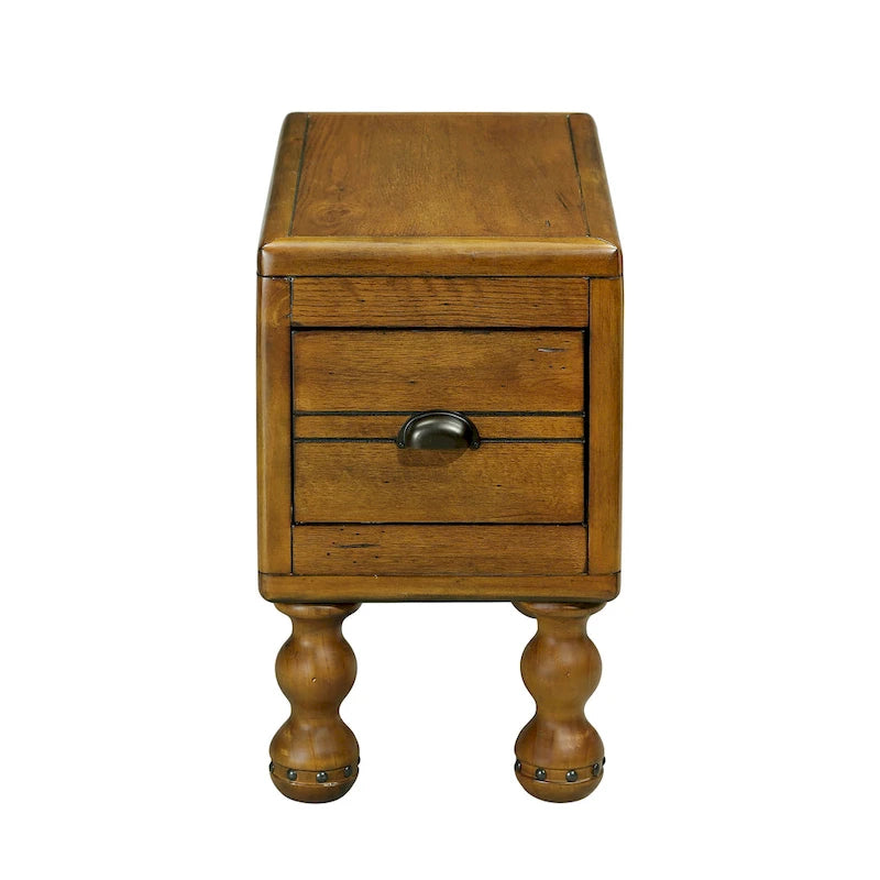 Tavolino in legno massello marrone/espresso con cassetto, montaggio in 1 persona