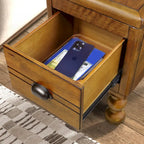 Tavolino in legno massello marrone/espresso con cassetto, montaggio in 1 persona