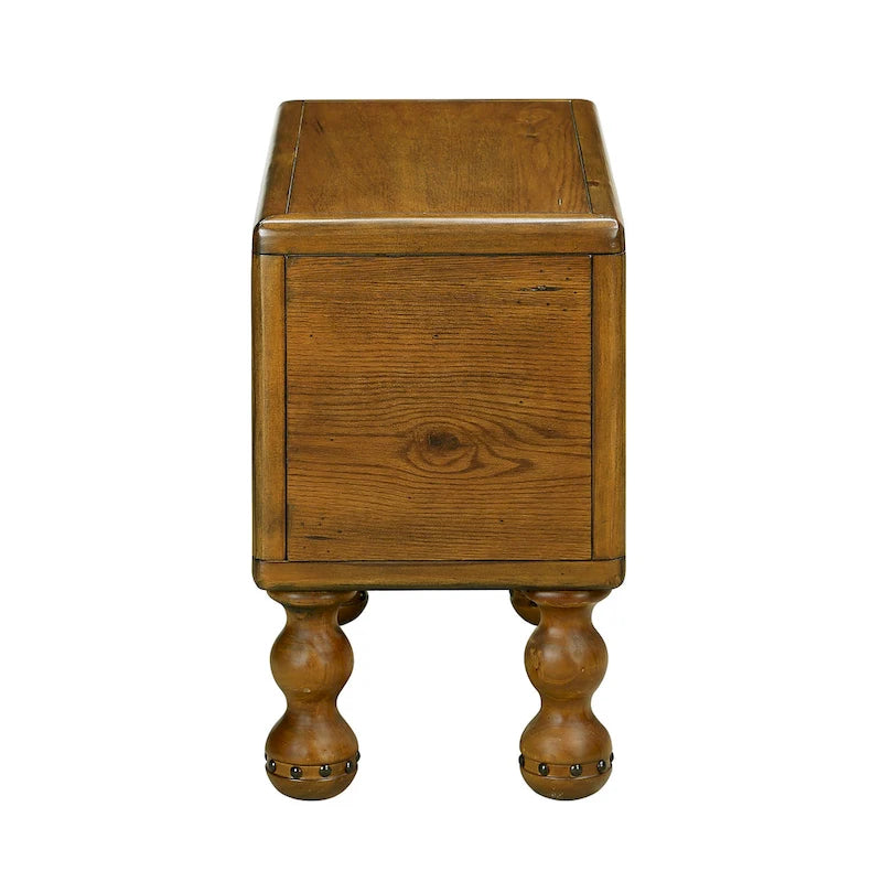 Tavolino in legno massello marrone/espresso con cassetto, montaggio in 1 persona