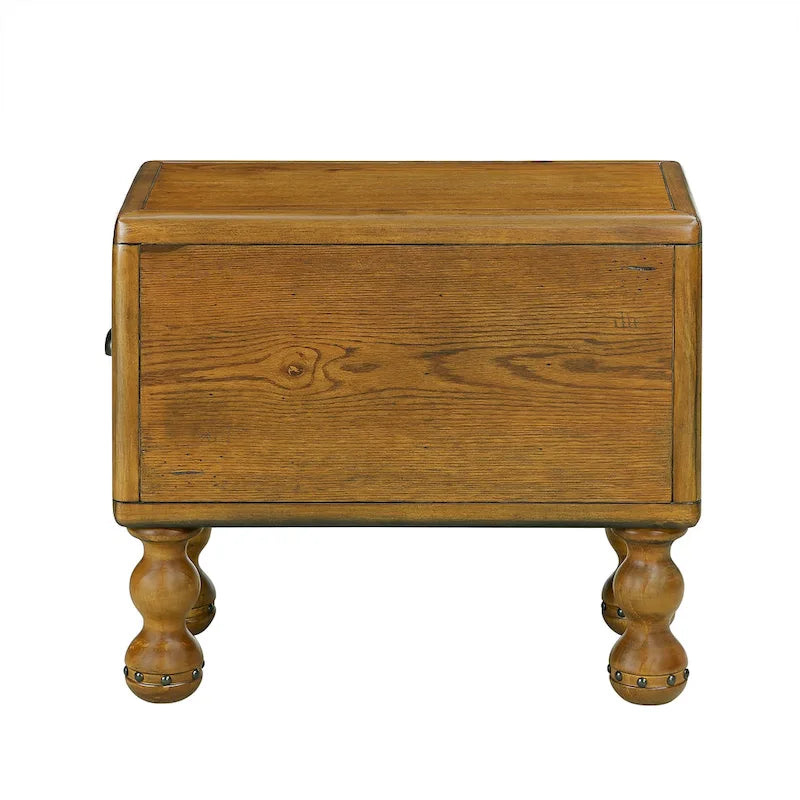 Tavolino in legno massello marrone/espresso con cassetto, montaggio in 1 persona