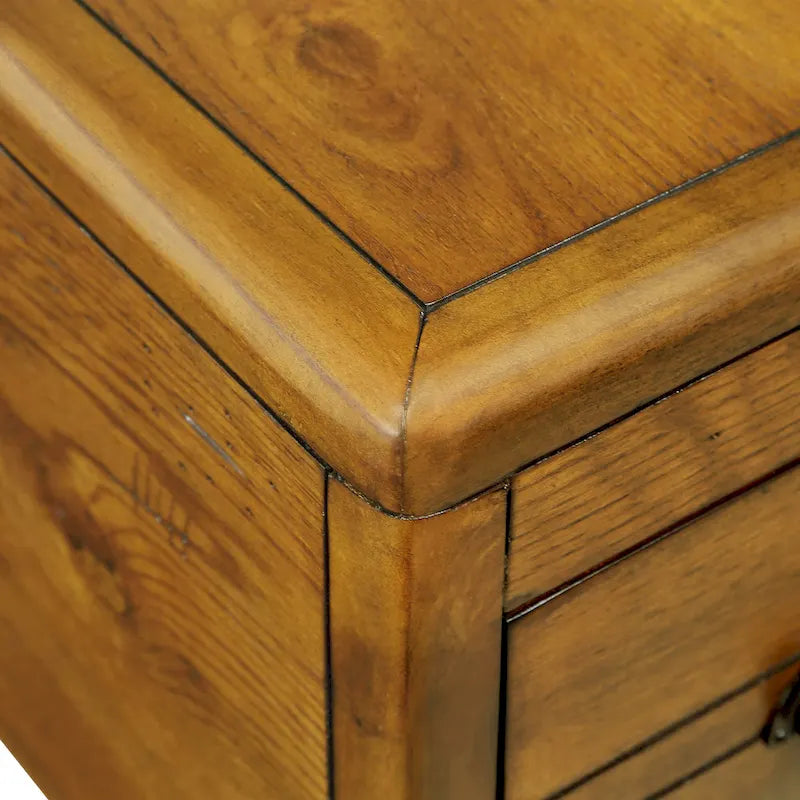 Tavolino in legno massello marrone/espresso con cassetto, montaggio in 1 persona