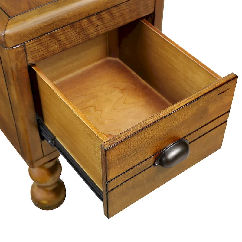 Tavolino in legno massello marrone/espresso con cassetto, montaggio in 1 persona