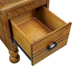 Tavolino in legno massello marrone/espresso con cassetto, montaggio in 1 persona